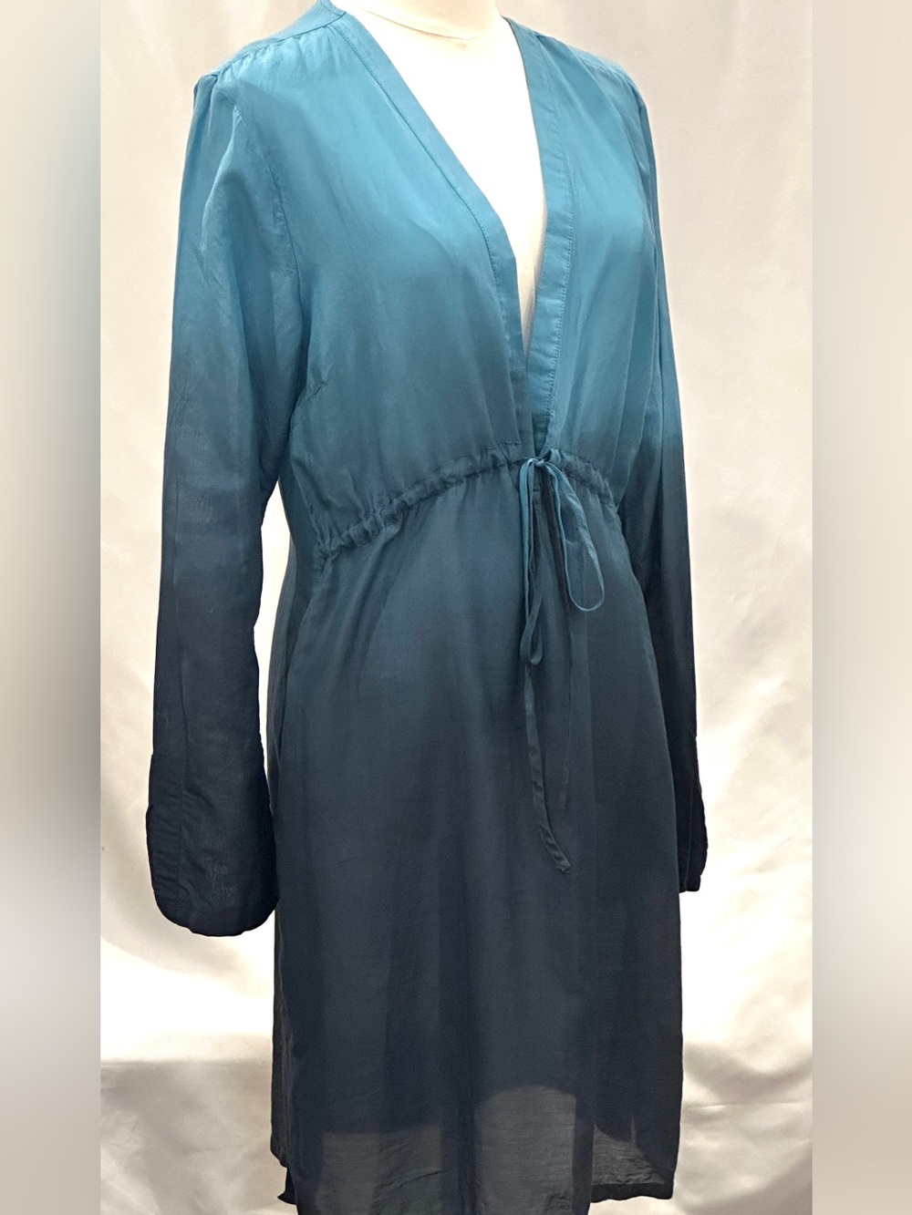 Athleta Blue Teal Ombre Gradient Swim Cover-Up Tunic Dress